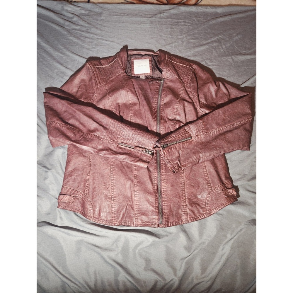 Maurice Women's‎ Faux Leather Jacket Size 2 /dark Brown Color